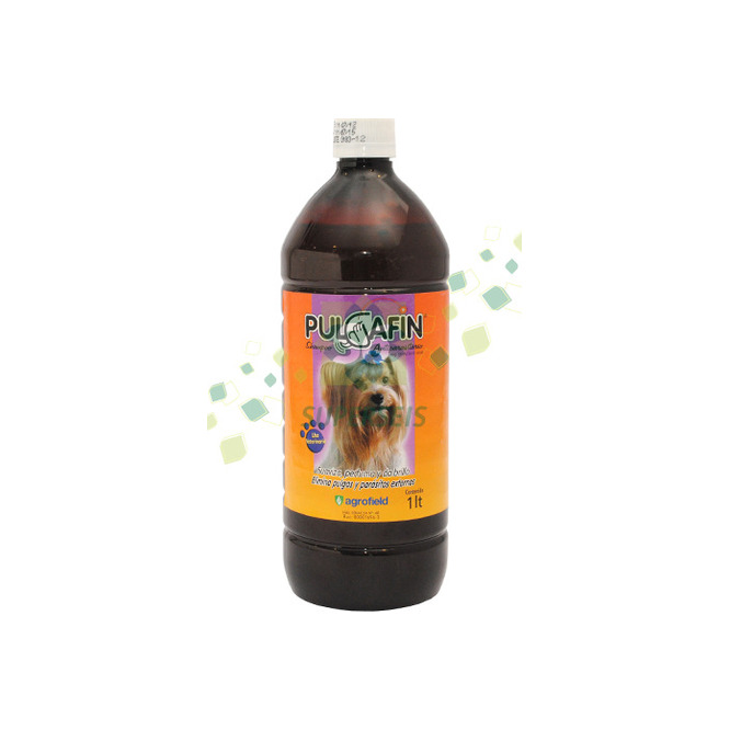 Shampoo antiparasitario para mascotas en frasco Pulgafin 1 litro