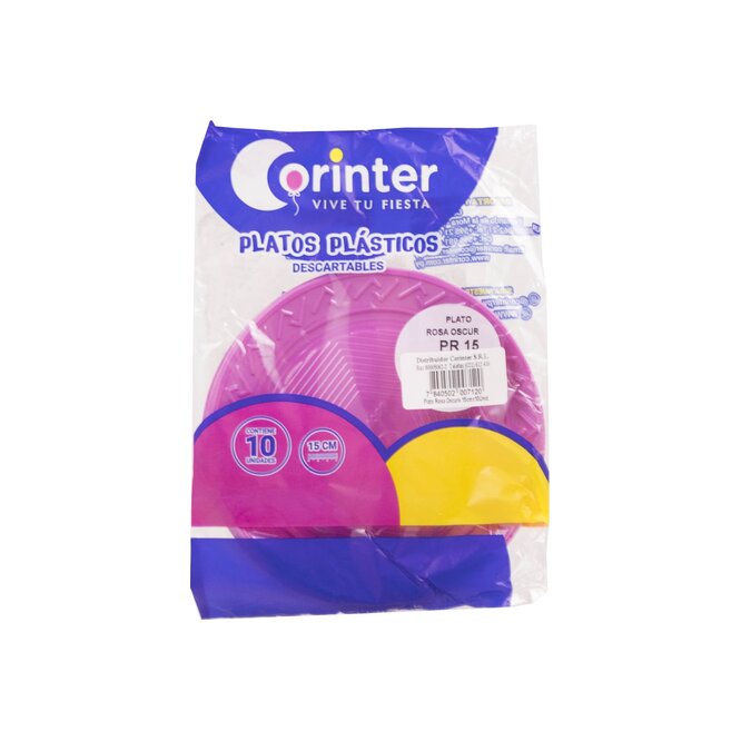 Platos descartable color rosa oscuro en paquete Corinter 10 unidades