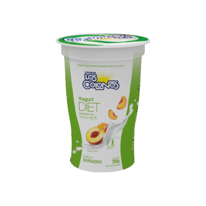 Yoghurt dietetico sabor durazno Los colonos 200 gramos