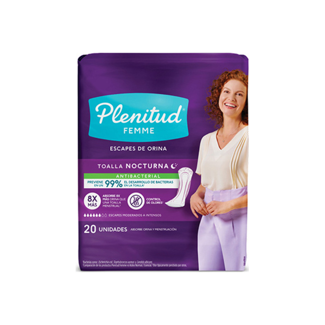Toalla femenina nocturna Femme Plenitud 20 Unidades