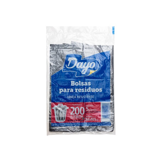 Bolsa para residuos resistente de 200 litros paquete Dayo 5 unidades