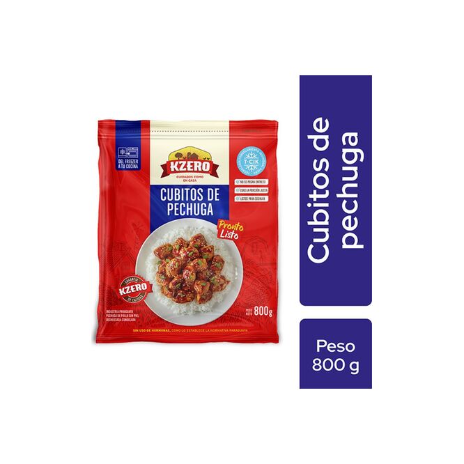 Cubitos de pechuga sin piel congelado Kzero 800 gramos