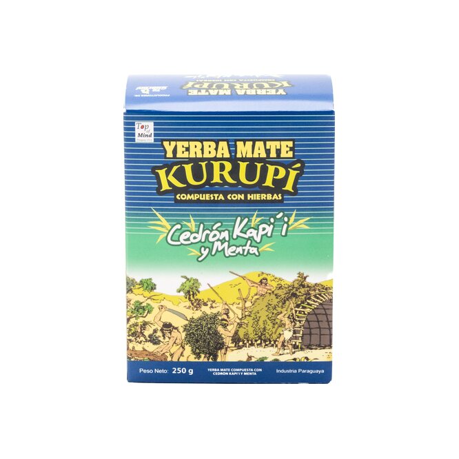 Yerba mate compuesta con cedrón kapi’i y menta paquete Kurupi 250 gramos