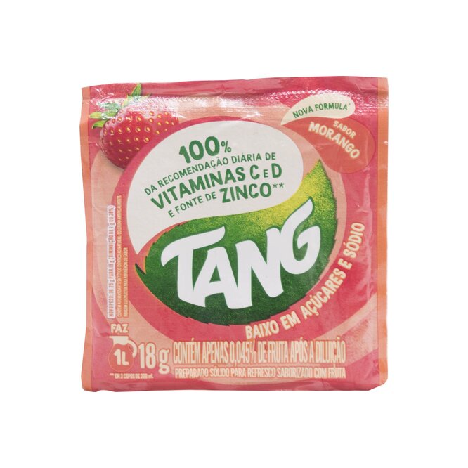 Jugo en polvo sabor frutilla para 1 litro Tang 18 gramos