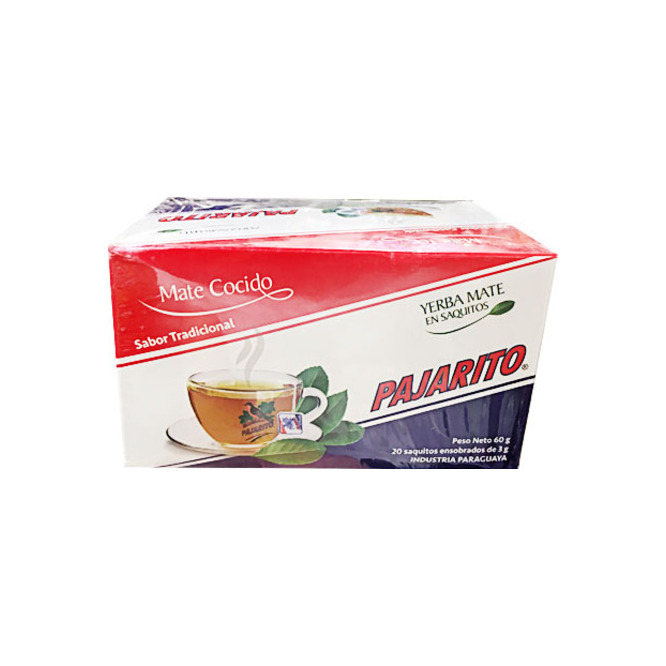 Mate cocido tradicional paquete Pajarito 20 sacos