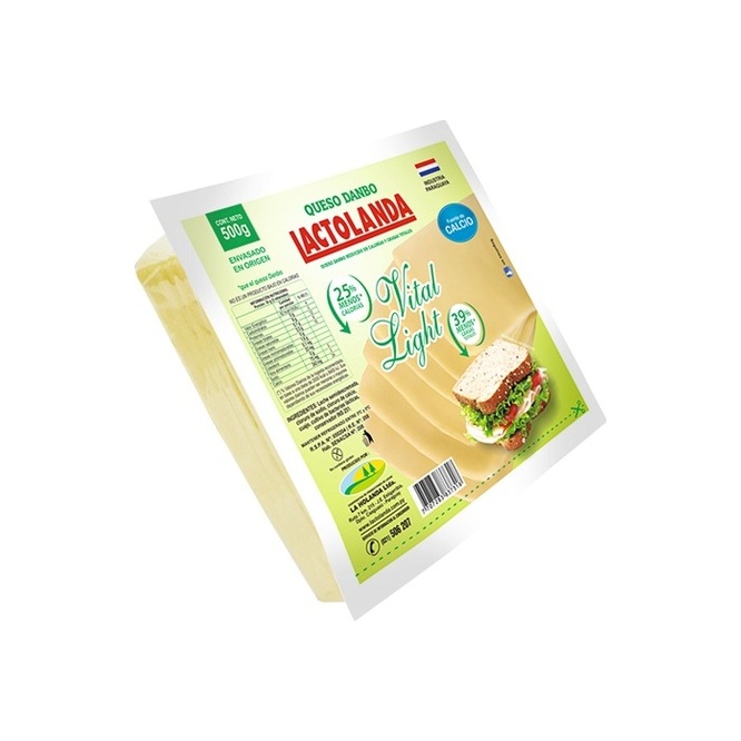 Queso dambo feteado vital light paquete Lactolanda 500 gramos