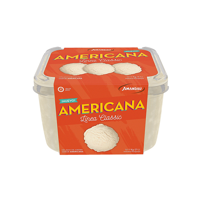 Helado de crema americana en pote Amandau 1 kilo
