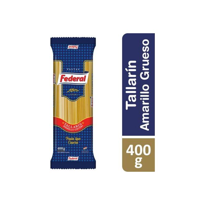 Fido tallarín grueso amarillo paquete Federal 400 gramos
