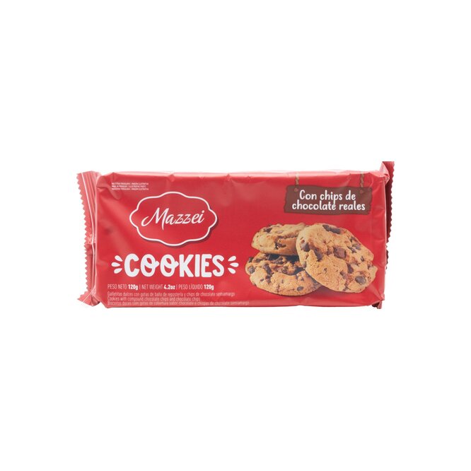 Galletita cookies con chips de chocolate paquete Mazzei 120 gramos