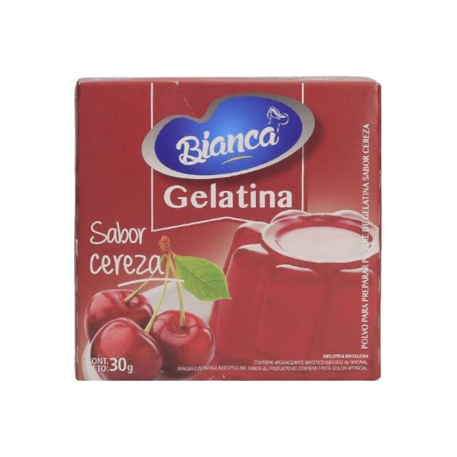 Gelatina sabor cereza paquete Bianca 30 gramos