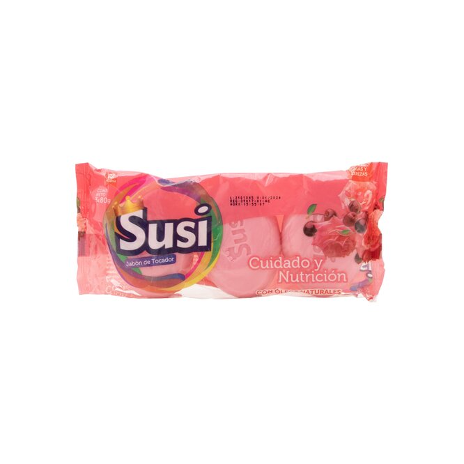 Jabón de tocador cuidado y nutrición Flor de rosa cereza pack 3 unidades Susi 80 gramos