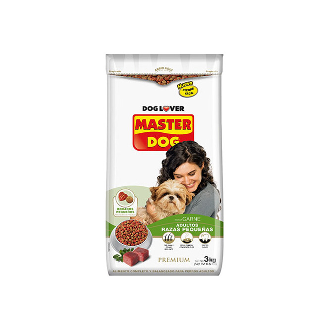 Alimento para perro adulto razas pequeñas sabor carne Master Dog 3 kilos