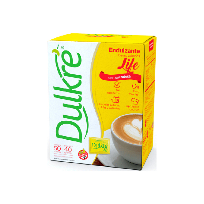 Edulcorante life con sucralosa en polvo Dulkre 50 unidades