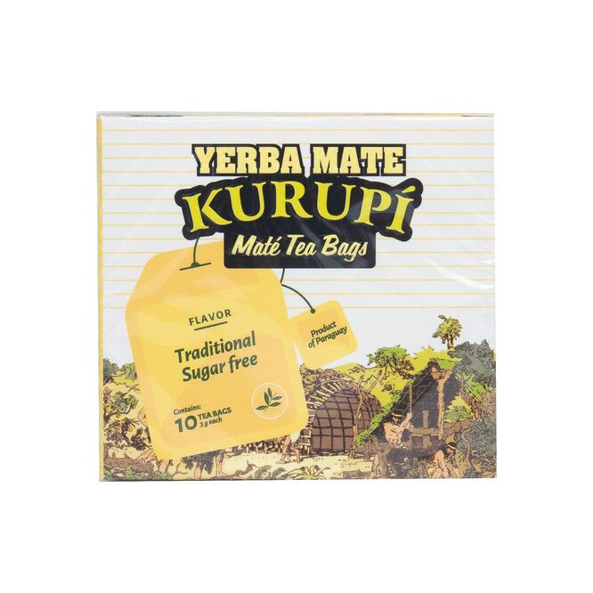 Mate cocido tradicional sin azúcar pack Kurupi 10 unidades
