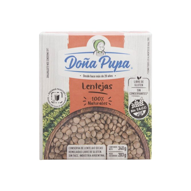 Lentejas naturales en caja Doña Pupa 340 Gr