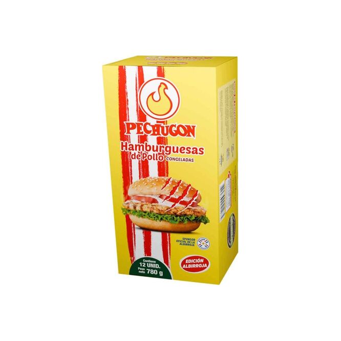 Hamburguesa de pollo congelado paquete Pechugon 12 unidades