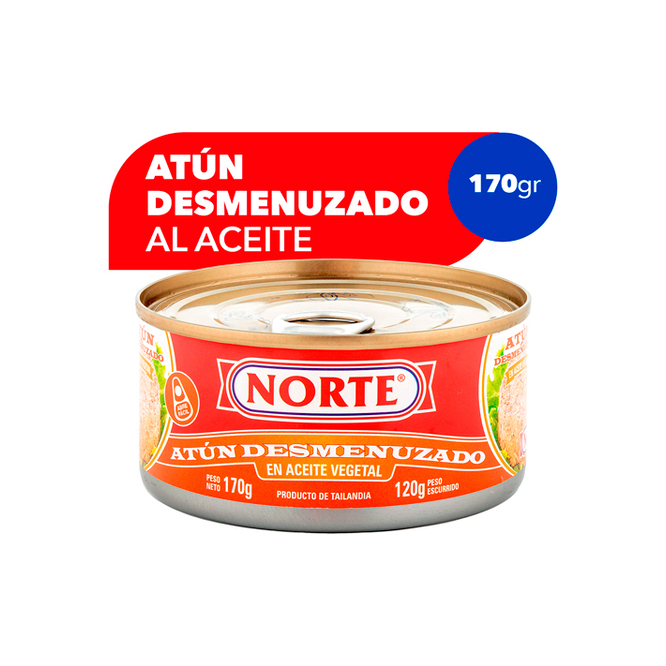 Atún desmenuzado al aceite lata Norte 170 gramos
