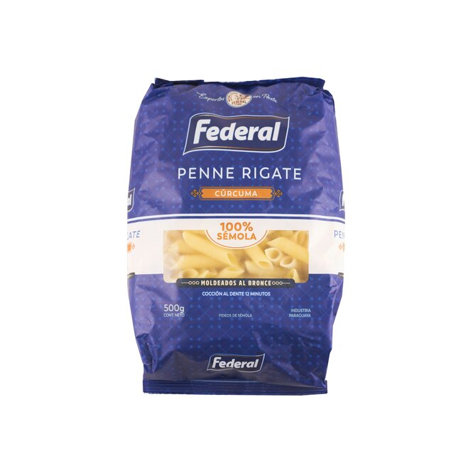 Fideo sémola penne rigate paquete Federal 500 gramos