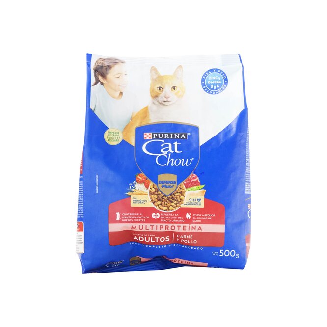 Alimento para gato adulto sabor carne y pollo Cat Chow 500 gramos