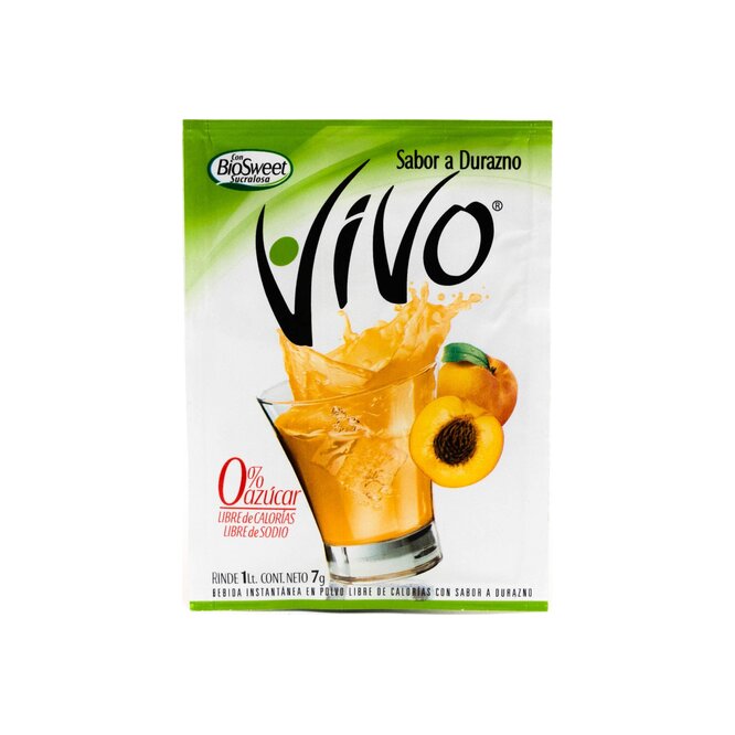 Jugo en polvo sabor durazno para 1 litro Vivo 8 gramos