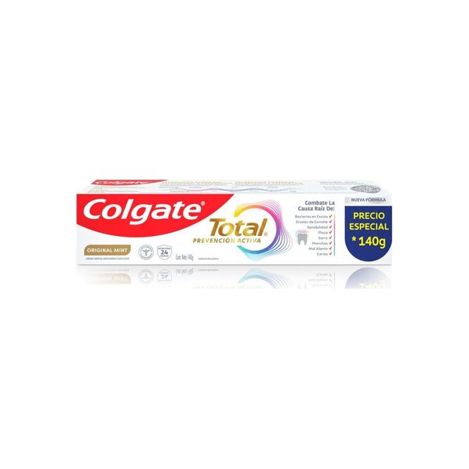 Crema dental total prevención activa Colgate 140 gramos