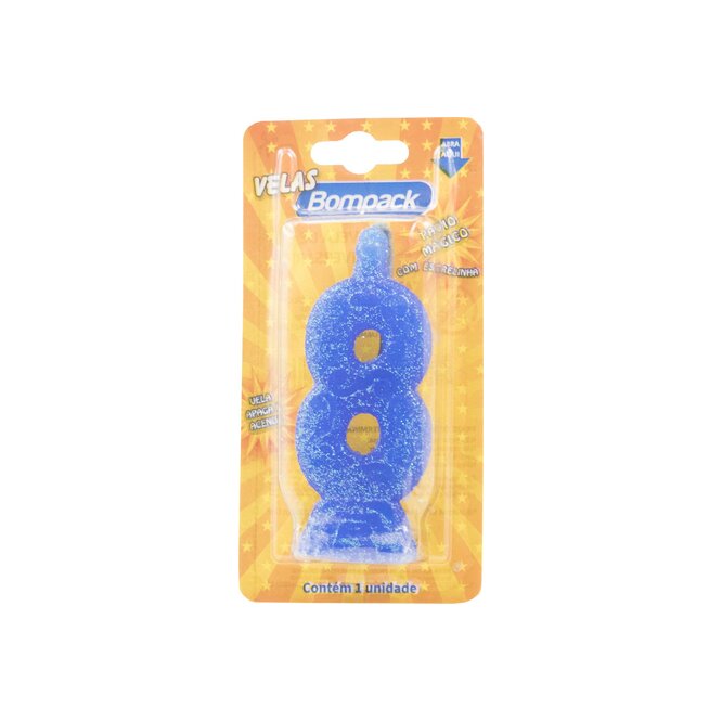Vela Mágica N° 8 Color Azul Bompack