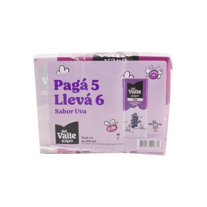 Jugo sabor uva pack 6 unidades Del Valle 200 ml