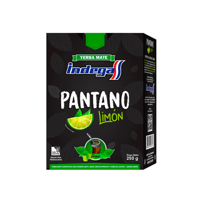 Yerba Pantano Limón en caja Indega 250 gramos