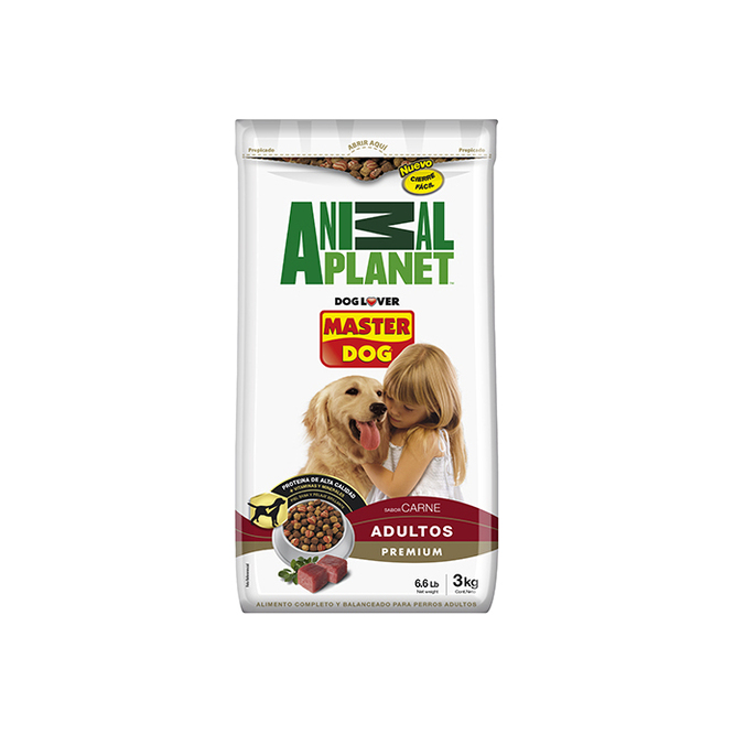 Alimento para perro sabor carne arroz vegetal Master Dog 3 kilos