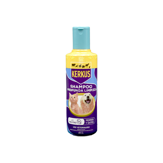 Shampoo para perros y gatos limpieza profunda en frasco Kerkus 250 ml