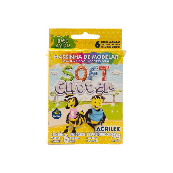 PLASTILINA SOFT GLITTER ACRILEX 6 UNID