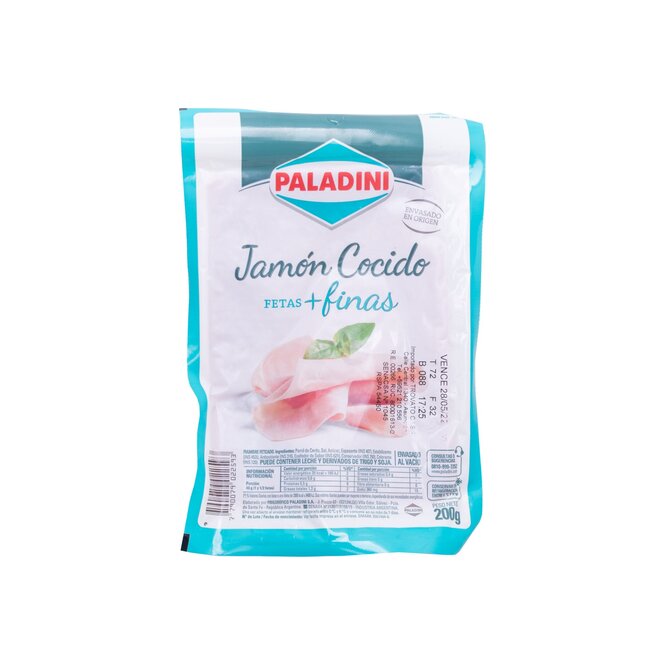 JAMON COCIDO FETAS FINAS PALADINI 200GR