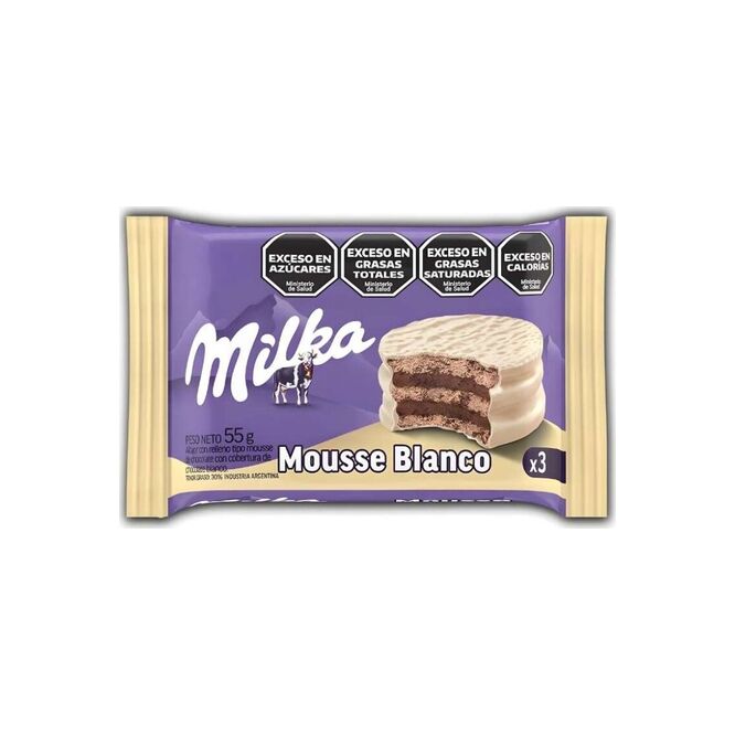 Alfajor triple mousse blanco Milka 55 gramos