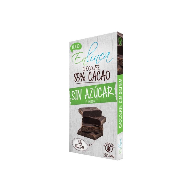 Barra de chocolate cacao 85% caja Enlínea 50 gramos