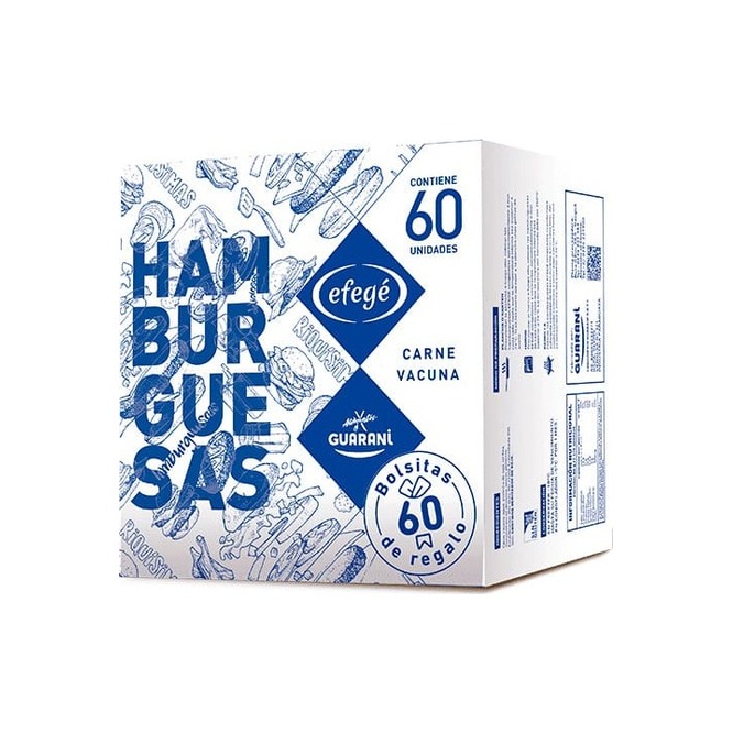Hamburguesa de carne vacuna paquete Guaraní 60 unidades