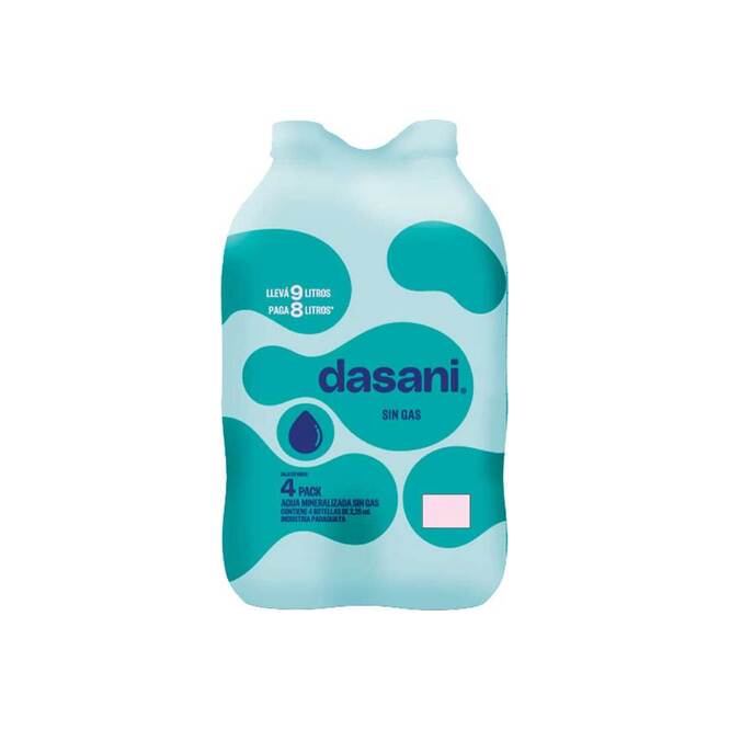 Agua mineral sin gas pack de 4 unidades Dasani 2,25 litros