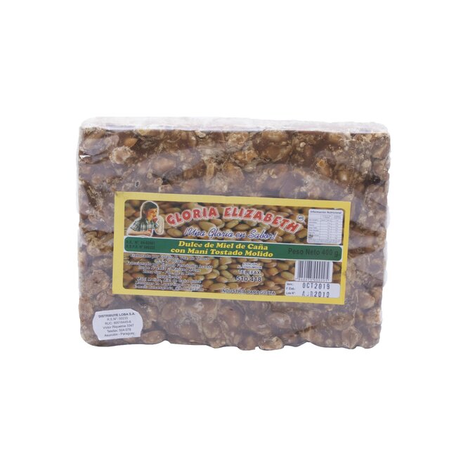 Dulce de maní paquete Gloria Elizabeth 400 gramos