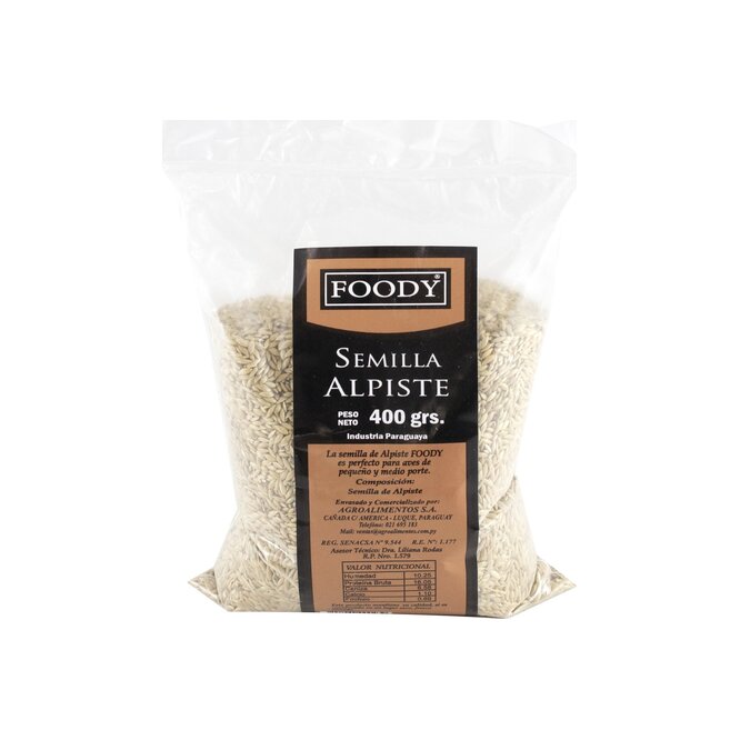 Alimento para aves semilla de alpiste bolsa Foody 400 gramos
