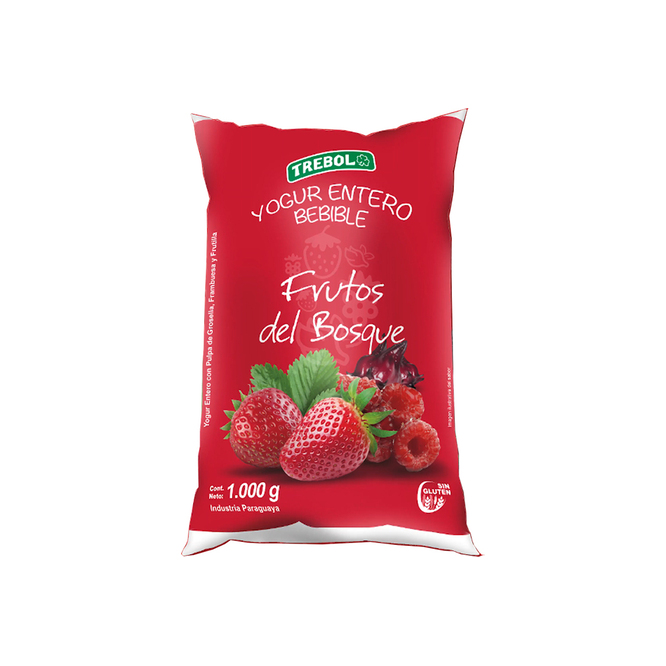 Yogurt entero sabor a frutos del bosque sachet Trébol 1 litro