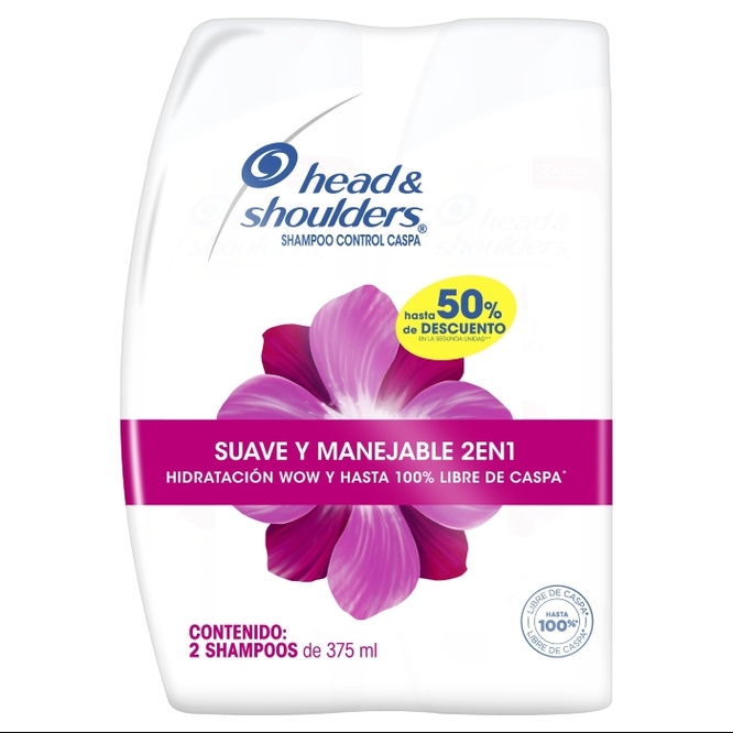 SHAMPOO 2EN1 SUAVE Y MANEJ 375ML/50PORC