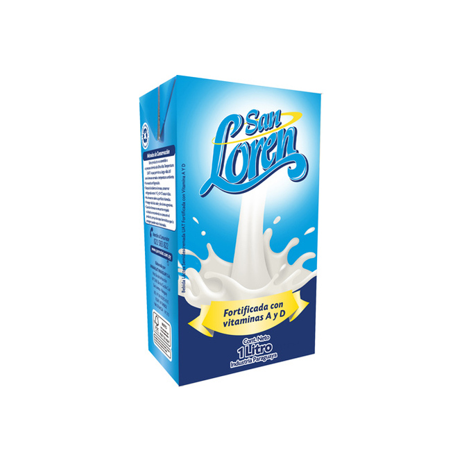 Leche semidescremada con vitaminas tetra San Loren 1 litro