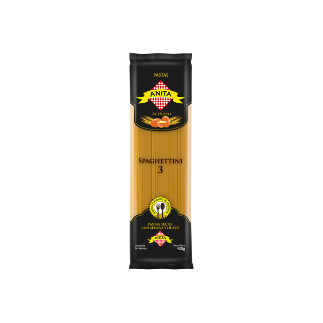Fideo spaghettini al huevo paquete Anita 400 gramos