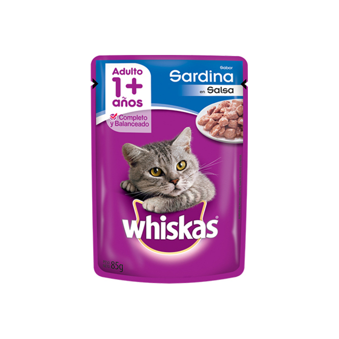 Alimento para gato sabor sardina en sachet Whiskas 85 gramos