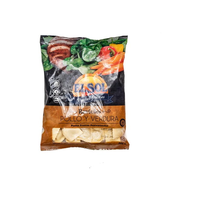 RAVIOLES POLLO Y VERDURA 500GR EL SOL BS