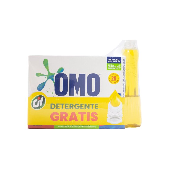 Pack de Jabón en polvo para lavar Omo más 1 detergente Lavavajillas aroma limón Cif