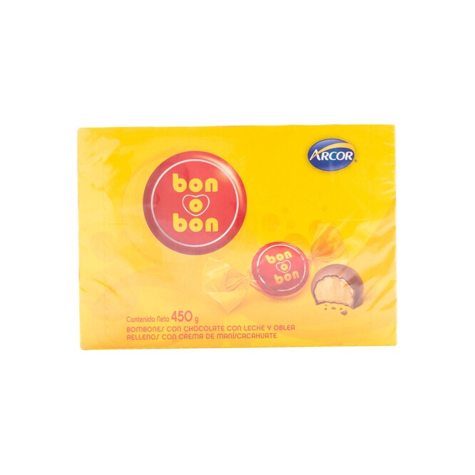Bombón de chocolate con leche en caja Bon o Bon 450 gramos