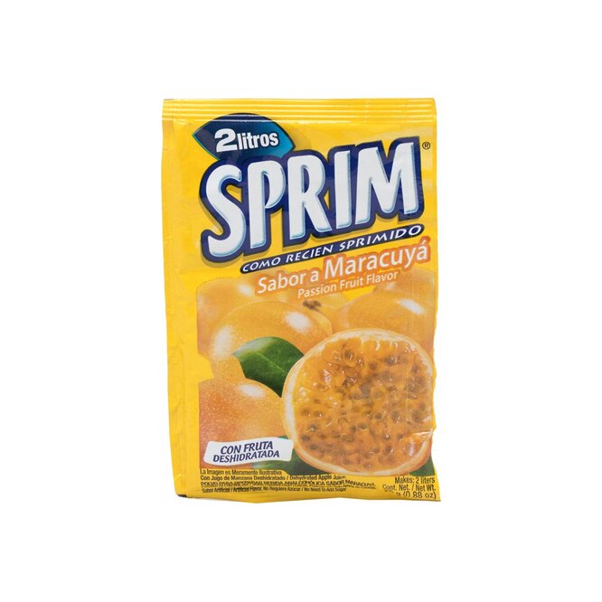 Jugo en polvo sabor maracuyá en sobre Sprim 25 gramos