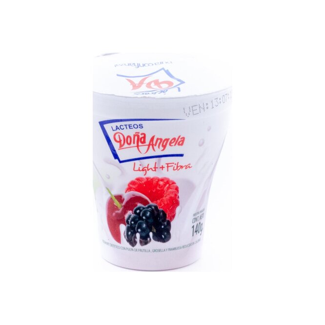 Yogurt light fibra frutos del bosque pote Doña Angela 500 gramos