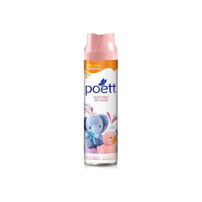 Desodorante de ambiente aroma suave de bebé en aerosol Poett 360 ml