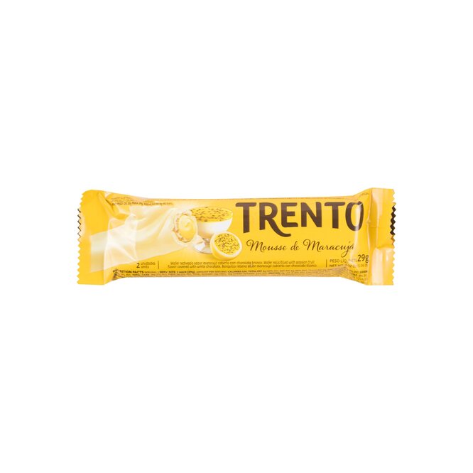 Chocolate sabor maracuyá cubierto de chocolate blanco Trento 29 gramos